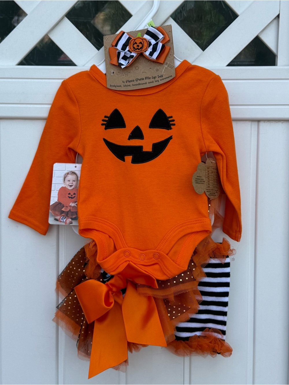 Orange Pumpkin Jack-O'-Lantern Infant Costume Bodysuit Set